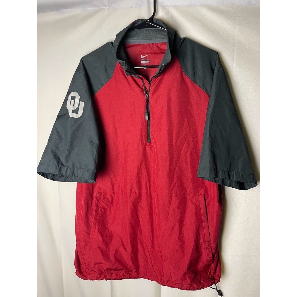 Nike Oklahoma Sooners Men's 1/2 Zip Short Sleeve Jacket Red Gray Size Small‎
